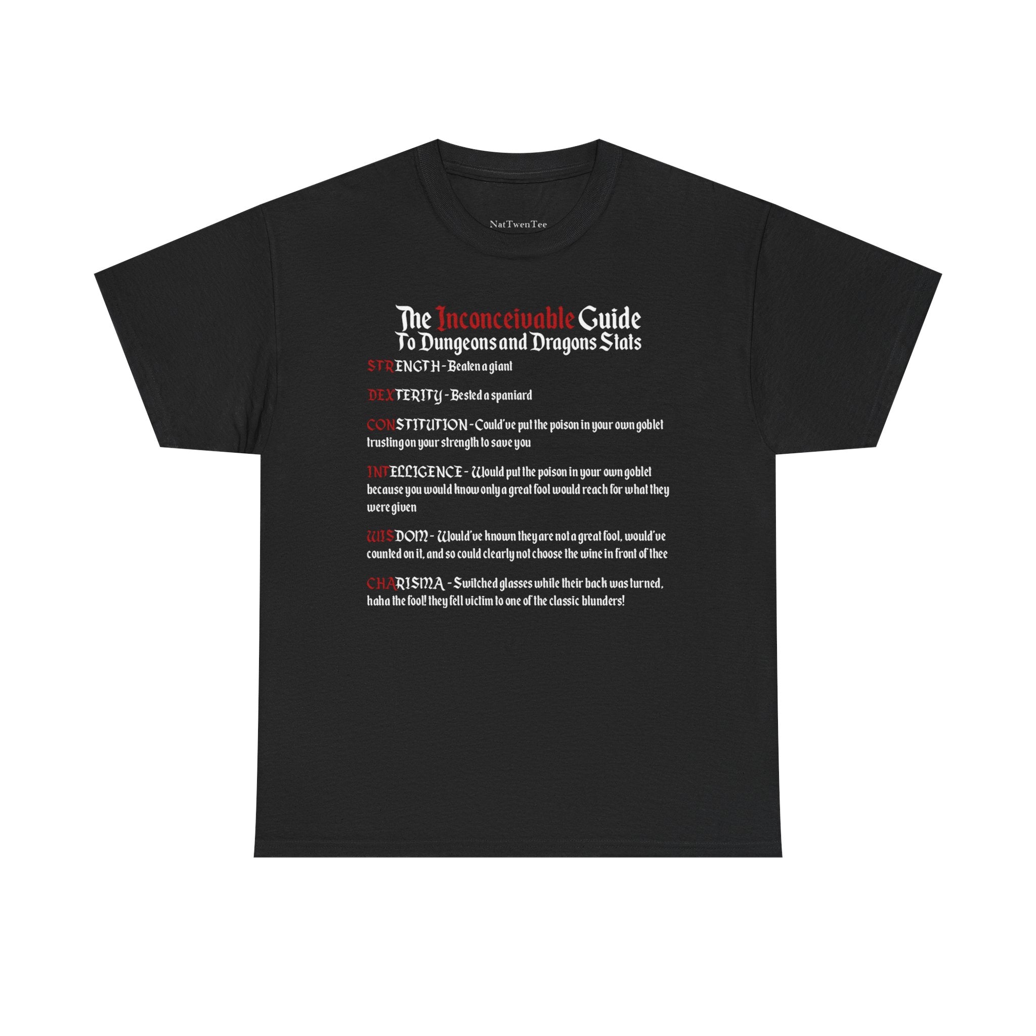 The Inconceivable Guide to D&D stats | Unisex Heavy Cotton Tee