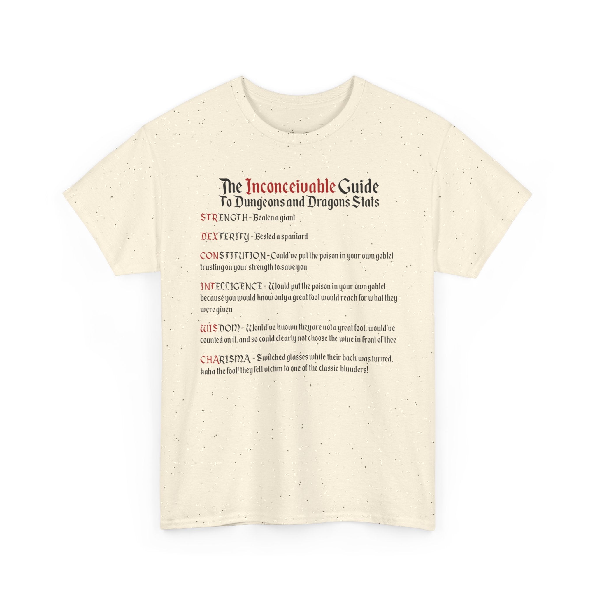 The Inconceivable Guide to D&D stats | Unisex Heavy Cotton Tee