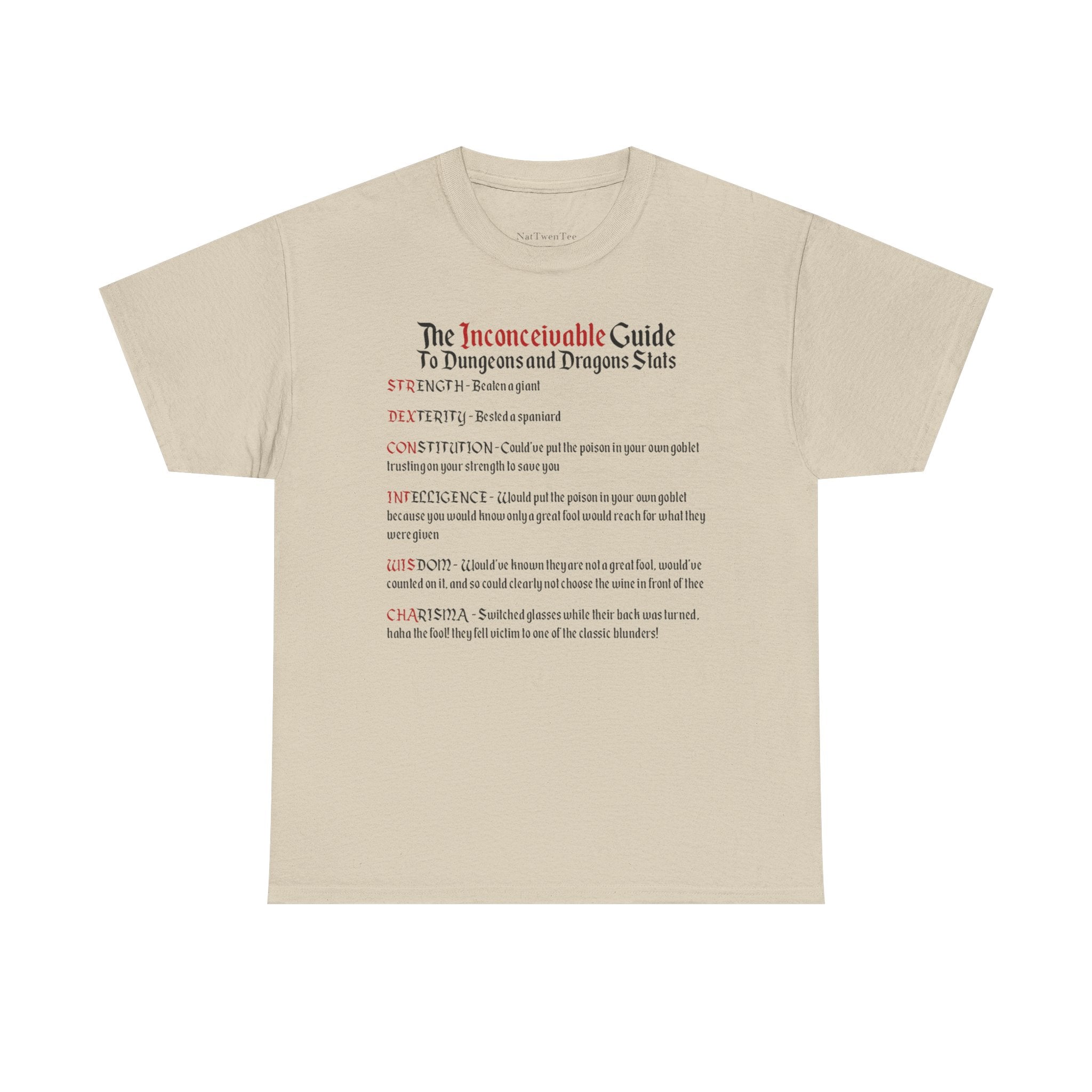 The Inconceivable Guide to D&D stats | Unisex Heavy Cotton Tee