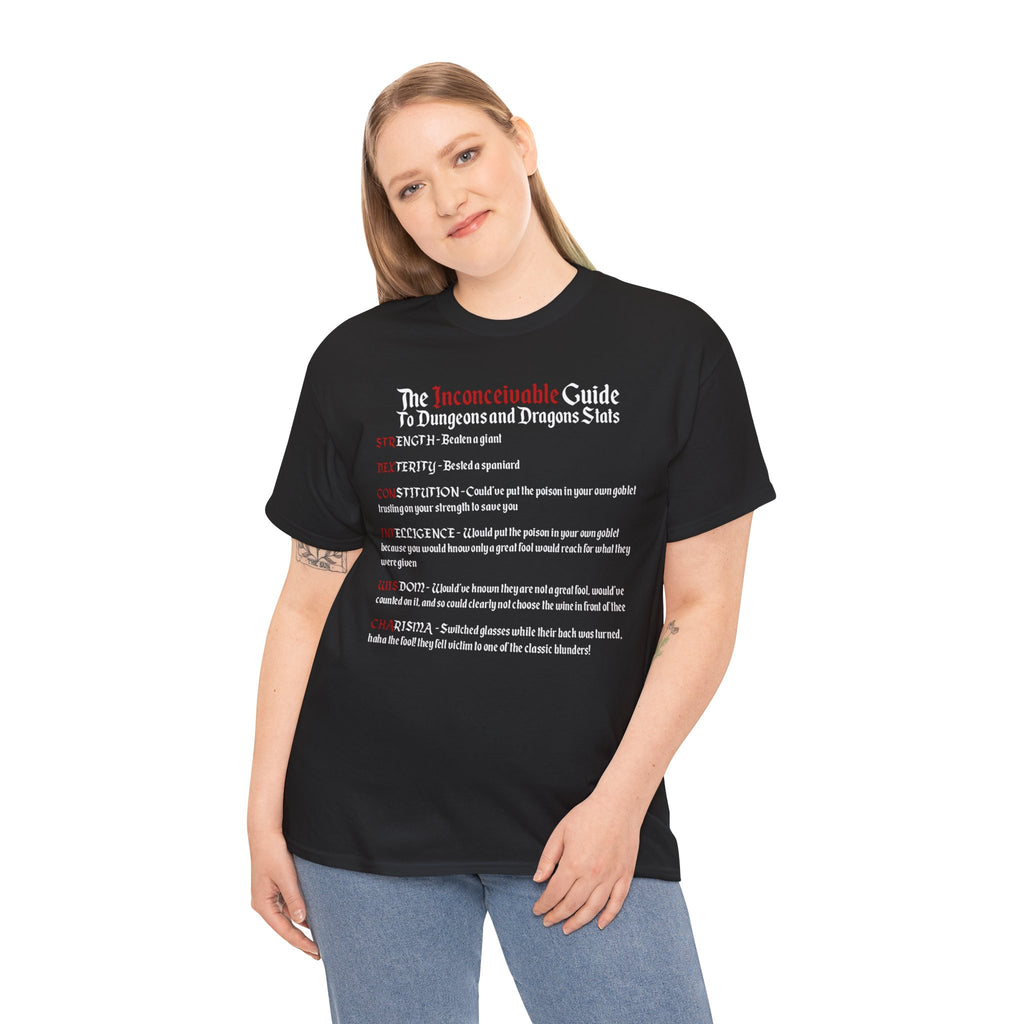 The Inconceivable Guide to D&D stats | Unisex Heavy Cotton Tee