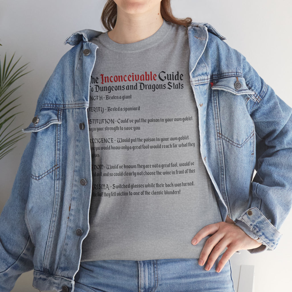 The Inconceivable Guide to D&D stats | Unisex Heavy Cotton Tee