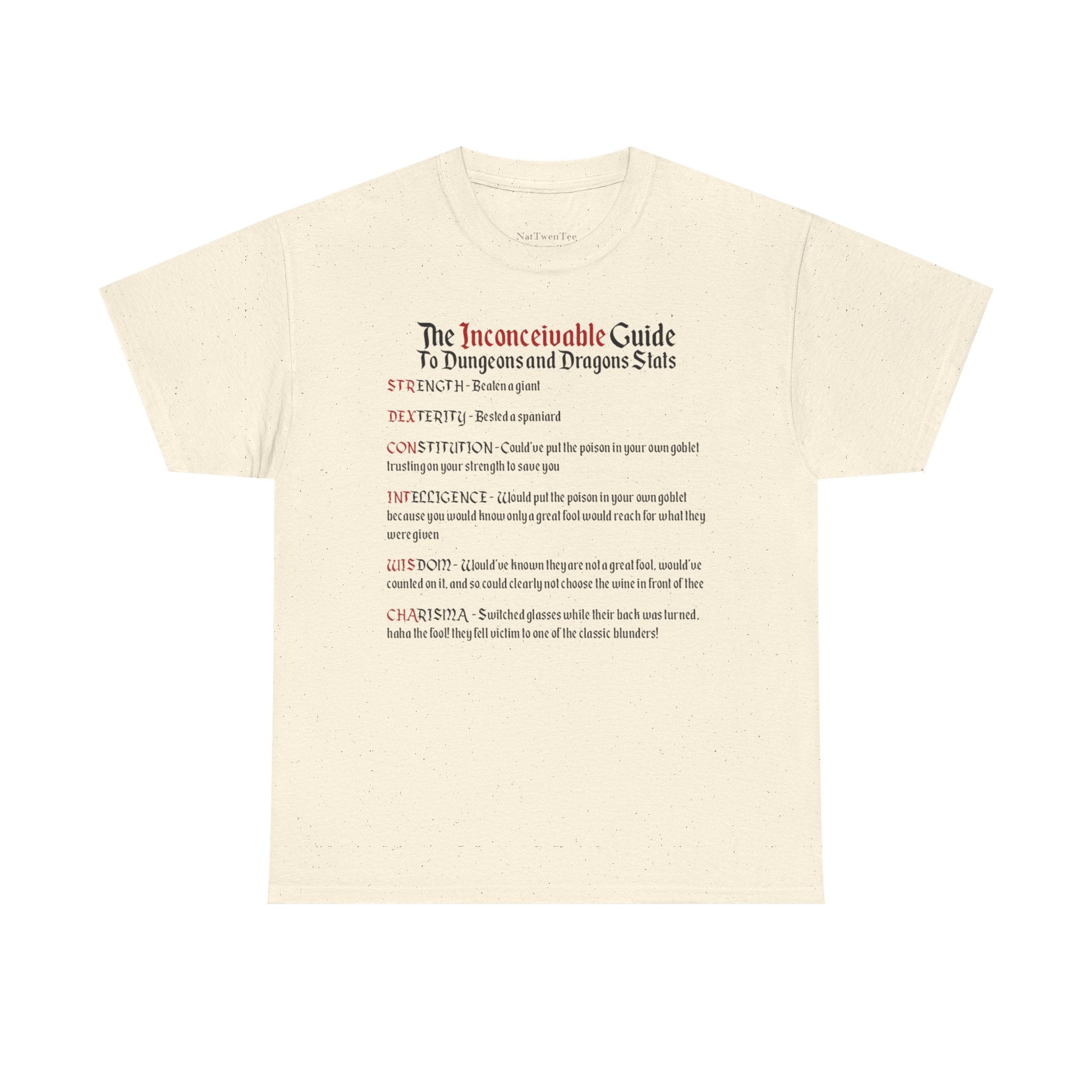 The Inconceivable Guide to D&D stats | Unisex Heavy Cotton Tee