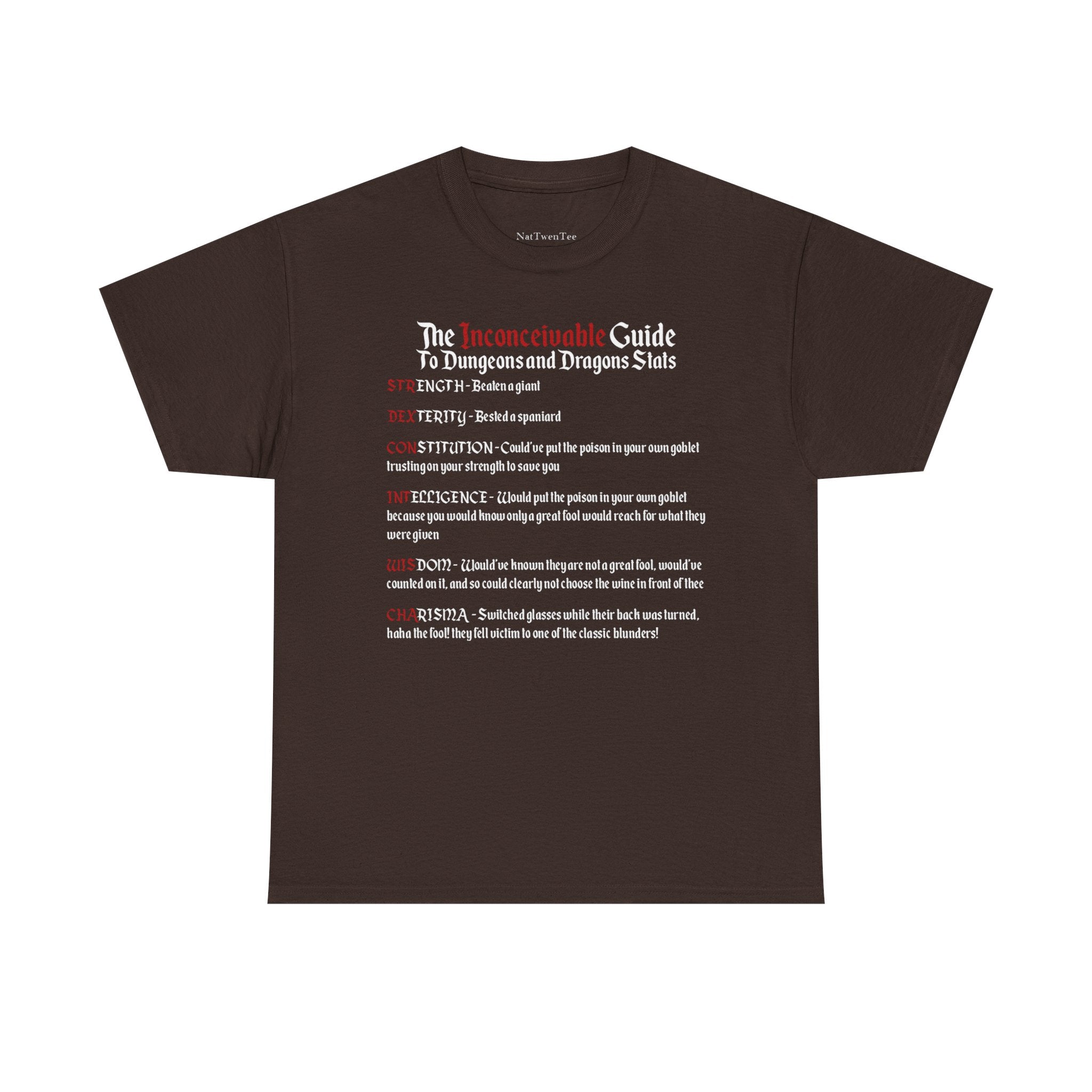 The Inconceivable Guide to D&D stats | Unisex Heavy Cotton Tee