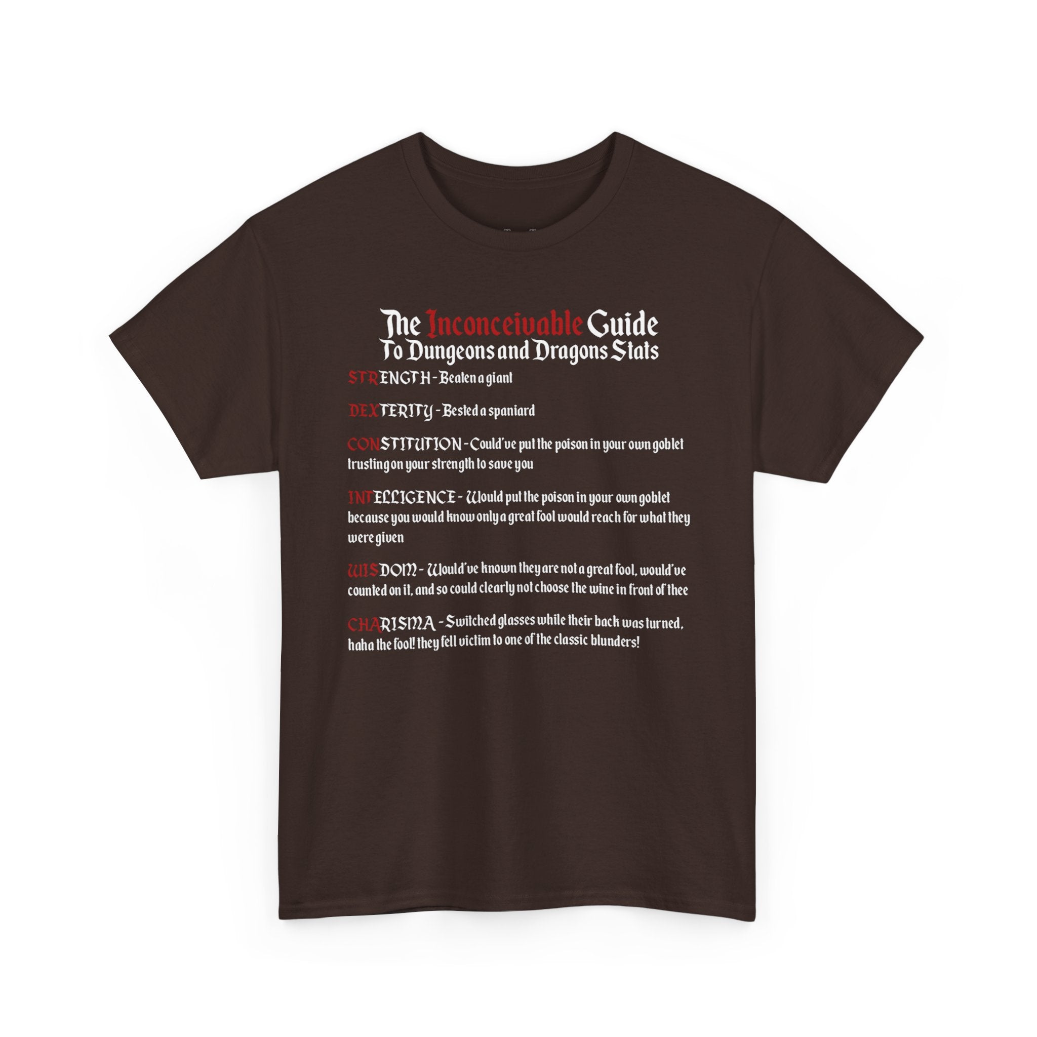 The Inconceivable Guide to D&D stats | Unisex Heavy Cotton Tee