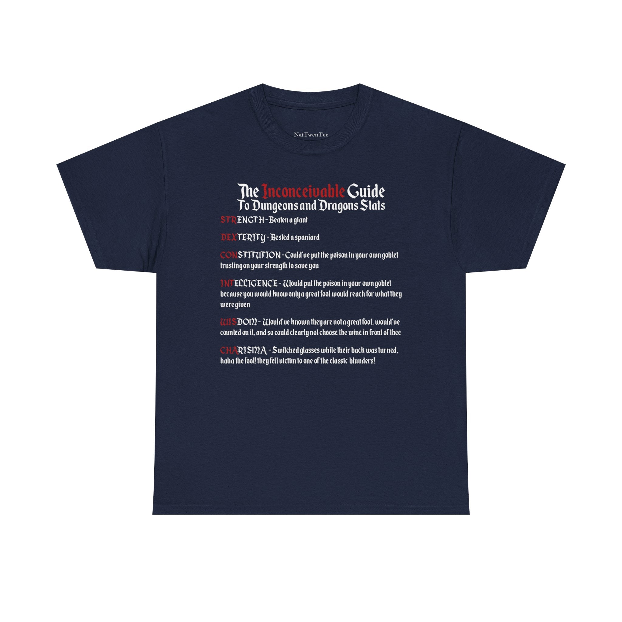 The Inconceivable Guide to D&D stats | Unisex Heavy Cotton Tee