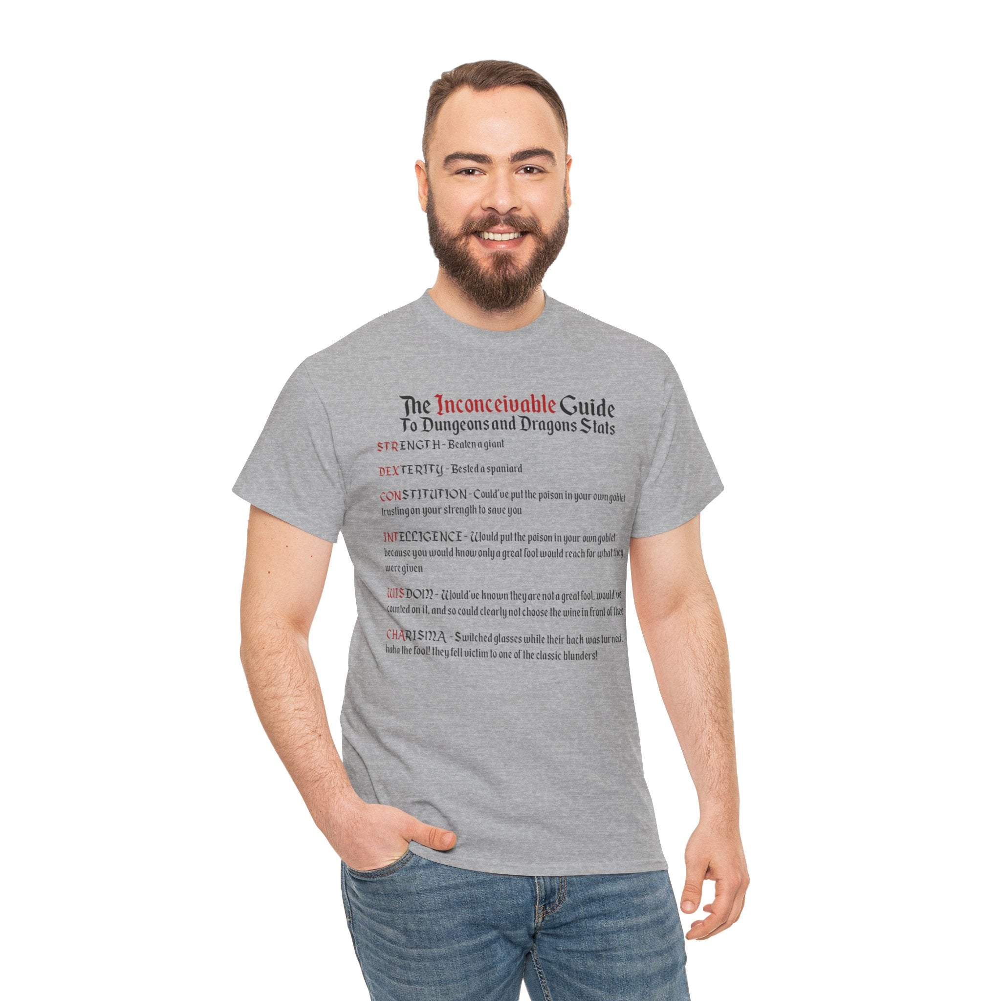 The Inconceivable Guide to D&D stats | Unisex Heavy Cotton Tee