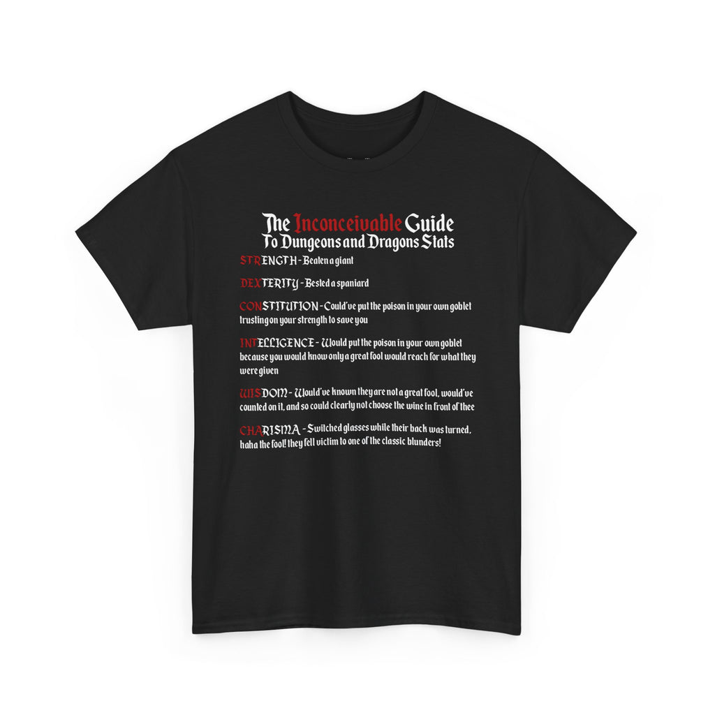 The Inconceivable Guide to D&D stats | Unisex Heavy Cotton Tee
