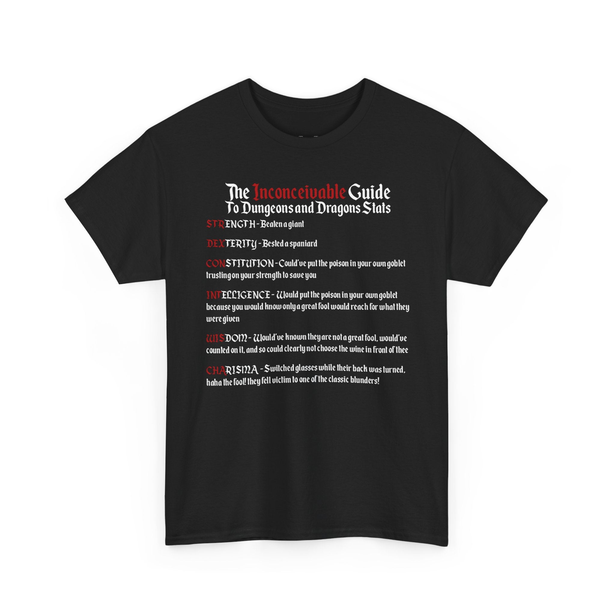 The Inconceivable Guide to D&D stats | Unisex Heavy Cotton Tee