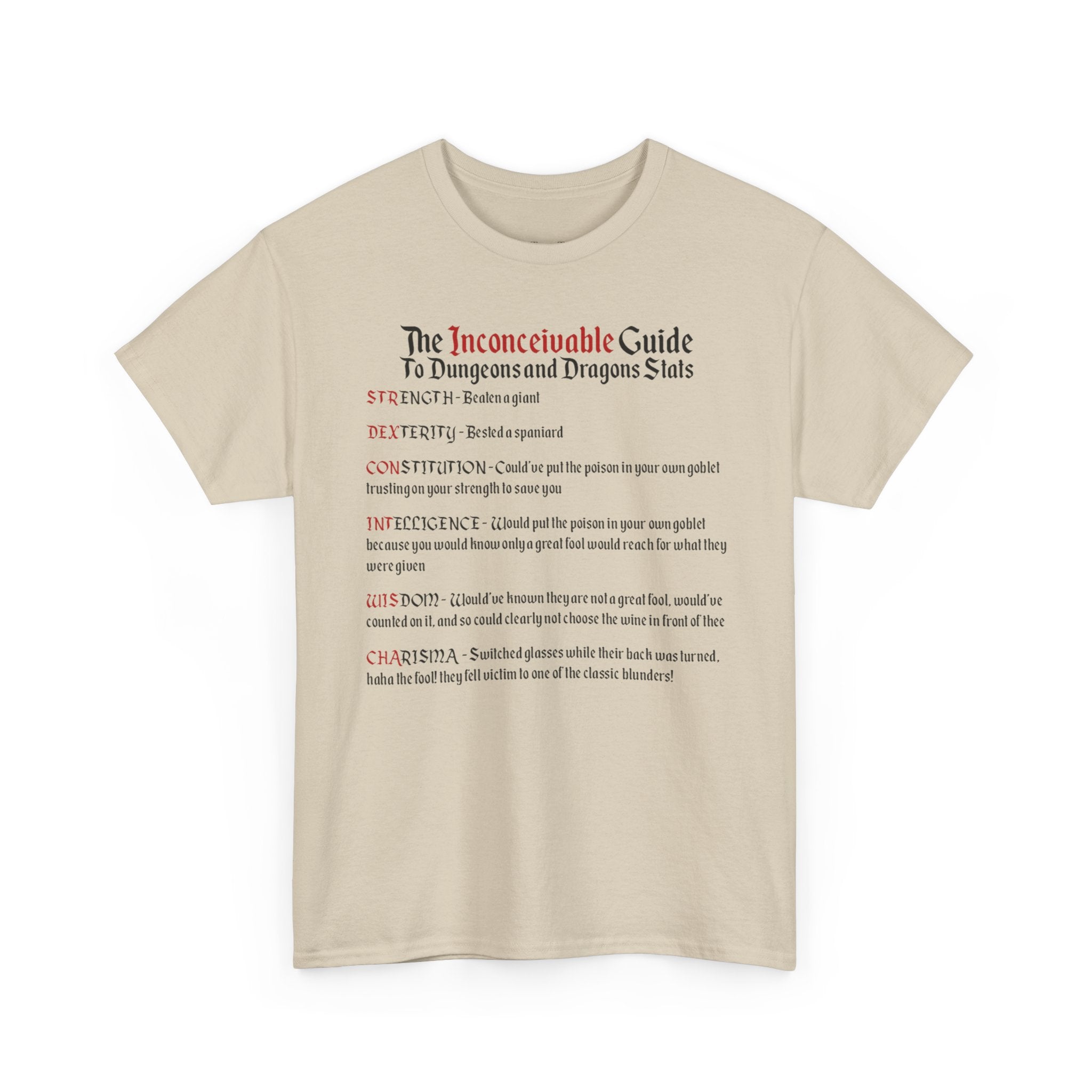 The Inconceivable Guide to D&D stats | Unisex Heavy Cotton Tee