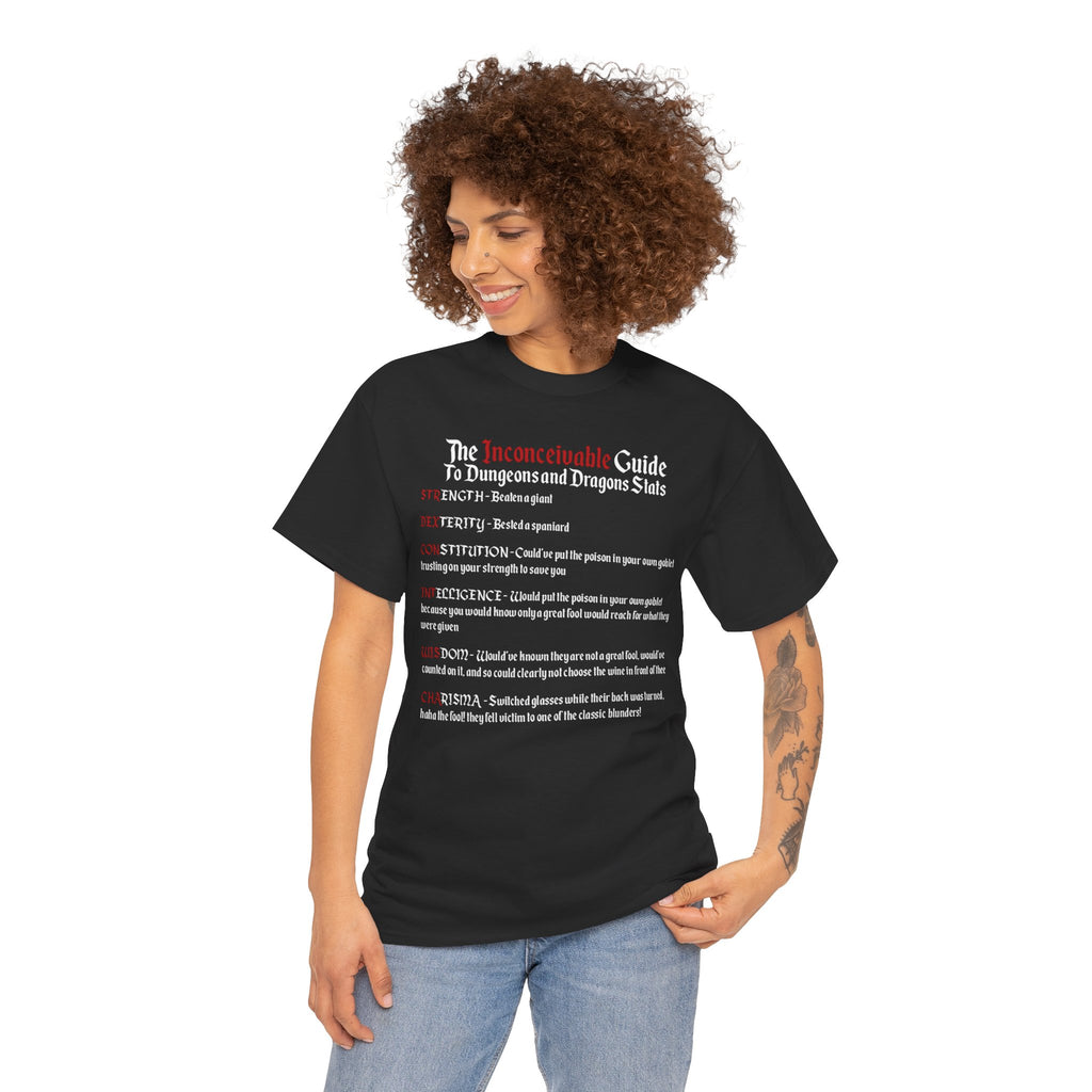 The Inconceivable Guide to D&D stats | Unisex Heavy Cotton Tee