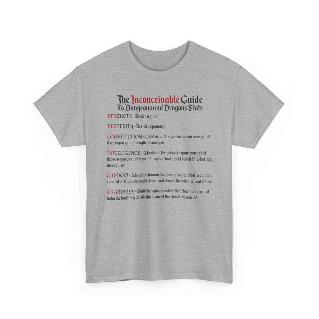 The Inconceivable Guide to D&D stats | Unisex Heavy Cotton Tee