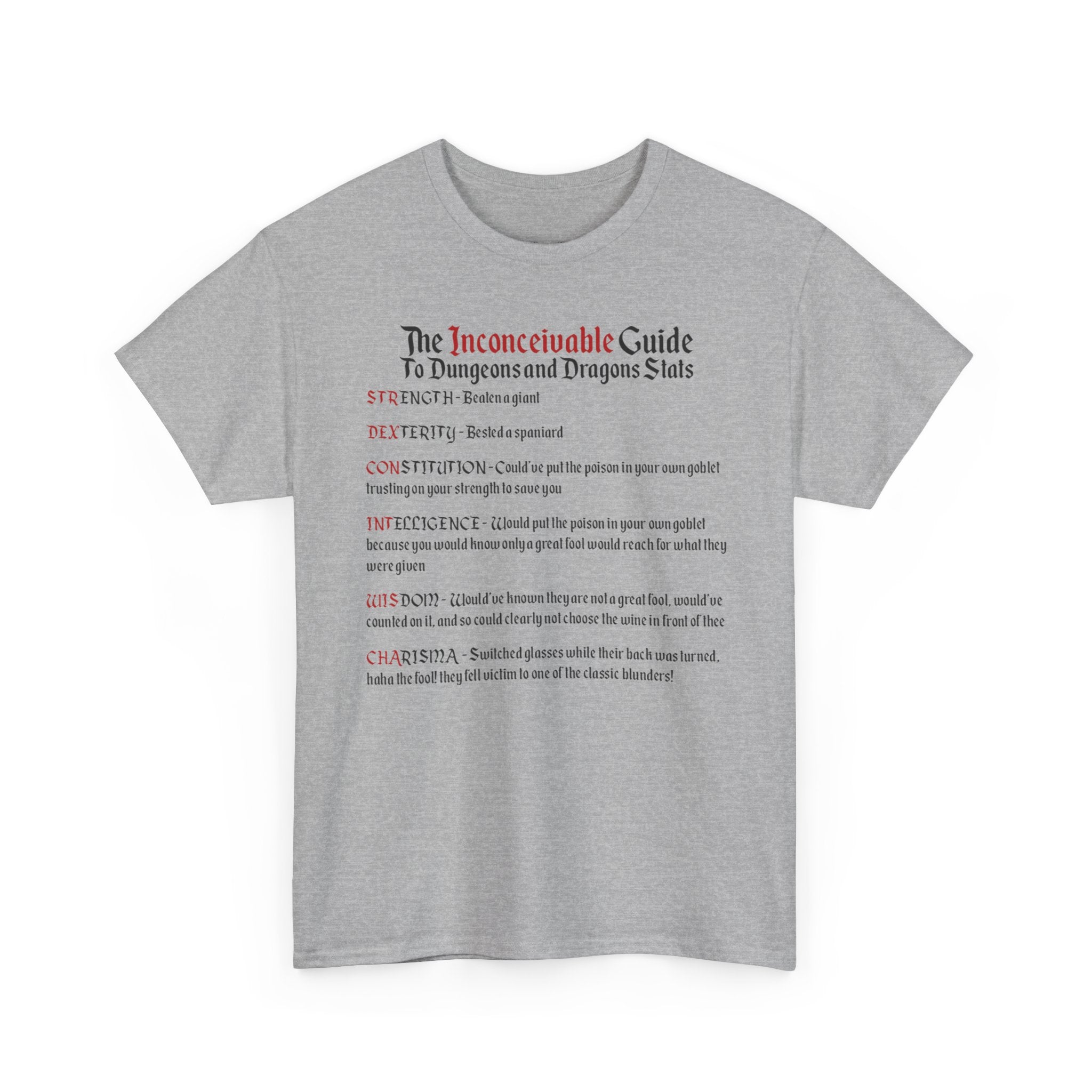 The Inconceivable Guide to D&D stats | Unisex Heavy Cotton Tee