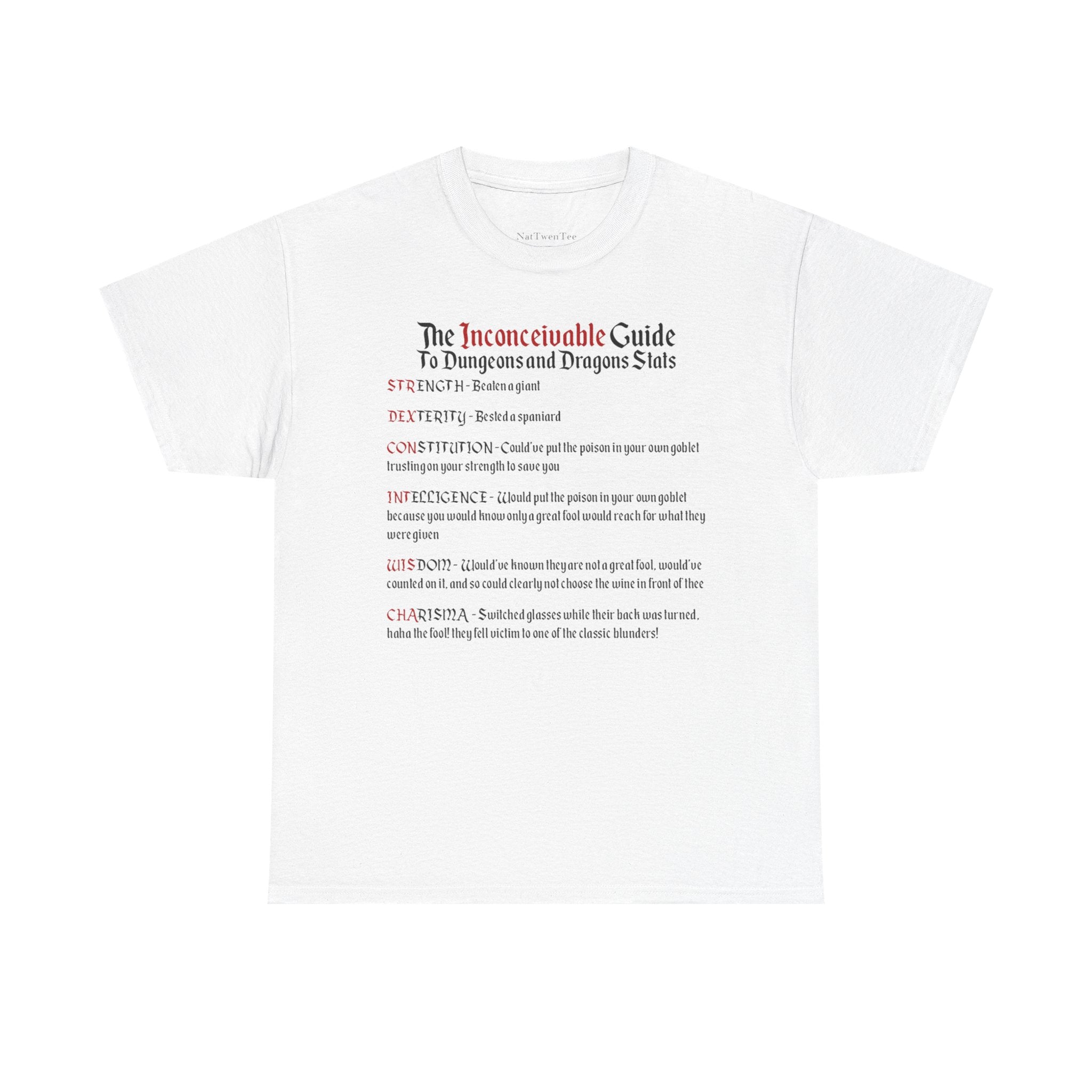 The Inconceivable Guide to D&D stats | Unisex Heavy Cotton Tee