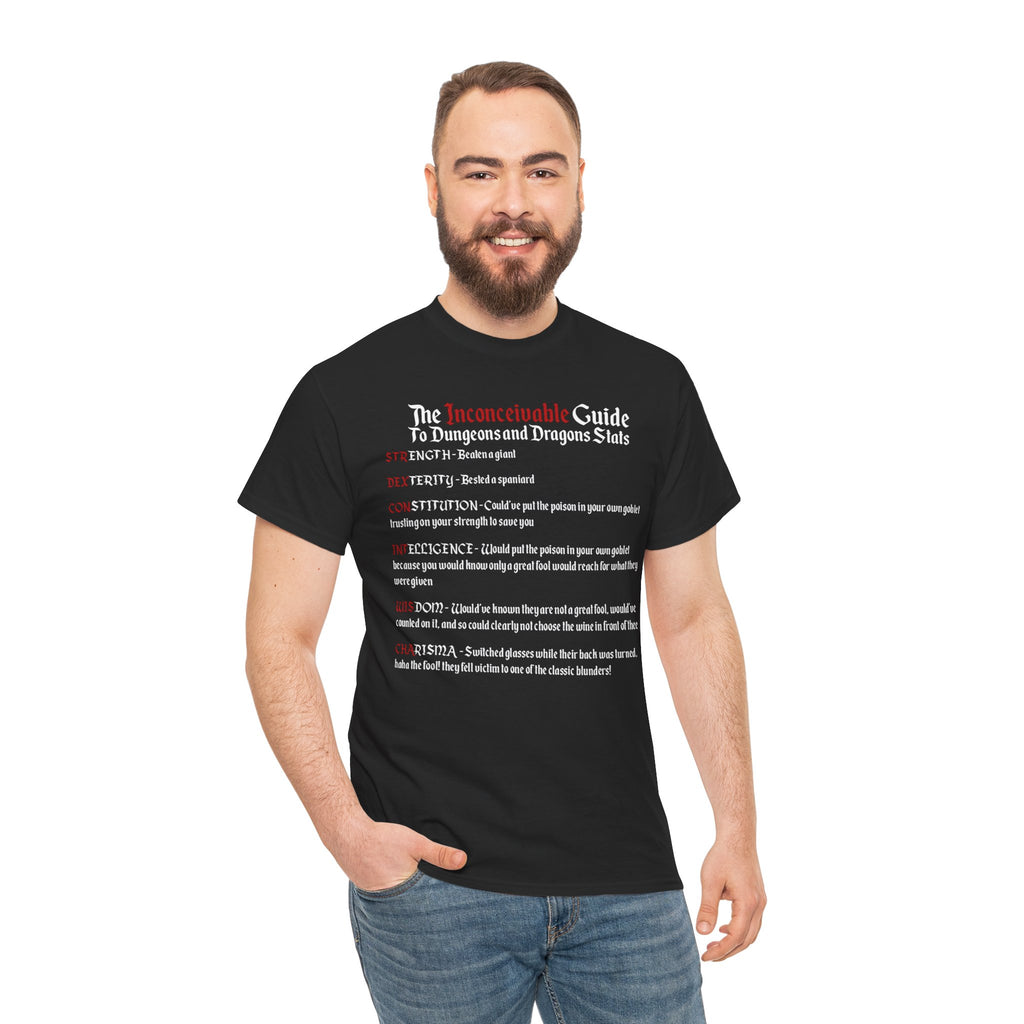 The Inconceivable Guide to D&D stats | Unisex Heavy Cotton Tee