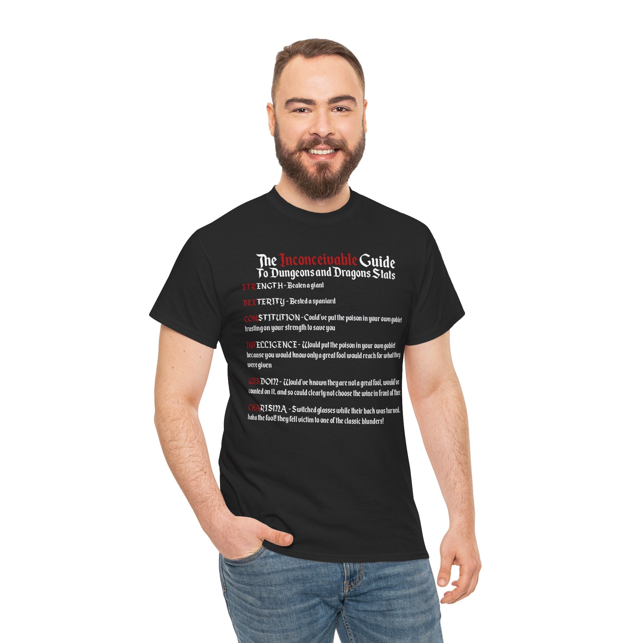The Inconceivable Guide to D&D stats | Unisex Heavy Cotton Tee
