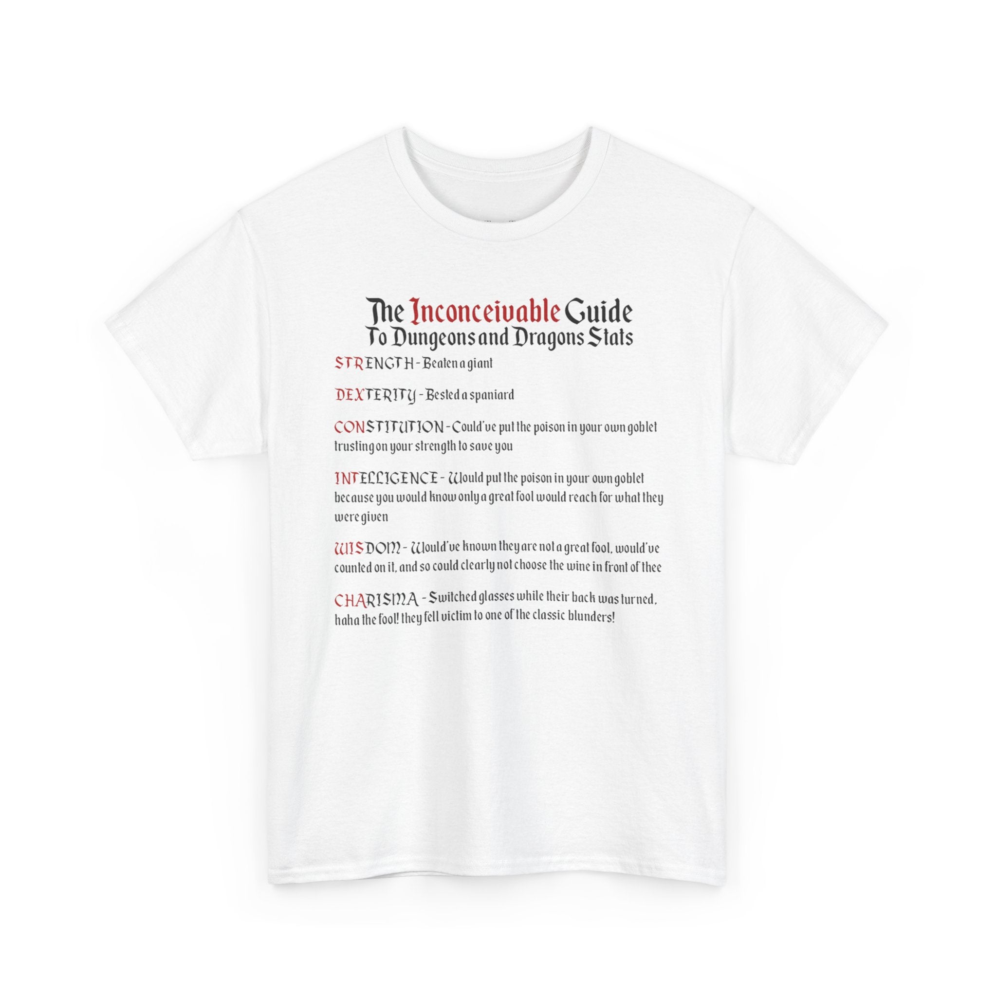 The Inconceivable Guide to D&D stats | Unisex Heavy Cotton Tee