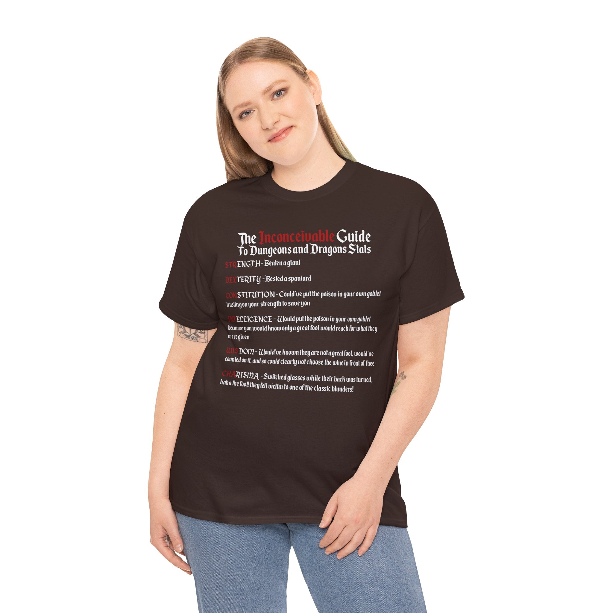 The Inconceivable Guide to D&D stats | Unisex Heavy Cotton Tee